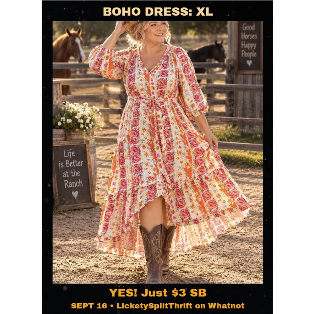 PIONEER WOMAN BOHO FLOWY FLORAL DRESS SIZE XL